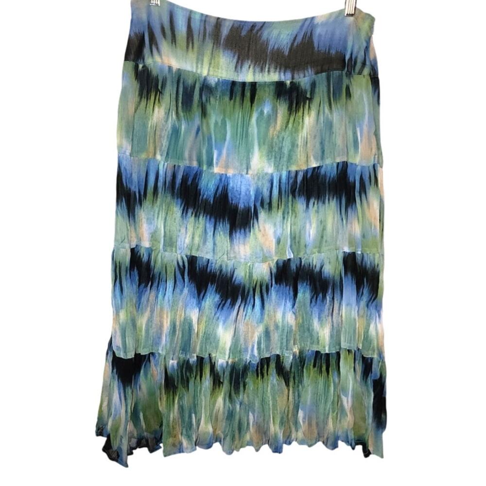 Christopher & Banks Tie Dye Tiered Maxi Flowy Multicolored Skirt Size 10